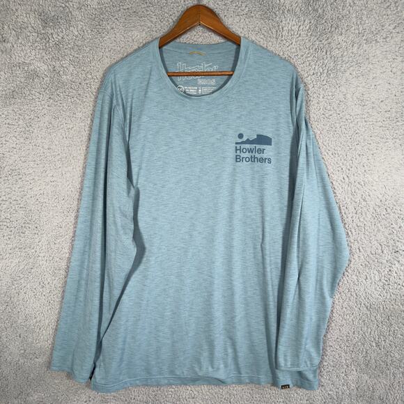 Howler Brothers Shirt Mens 2XL XXL Blue Long Sleeve HB Tech T Shirt Thumb Holes - Picture 1 of 9